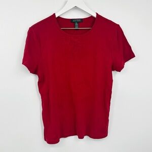 Vintage Y2K Ralph Lauren Red Baby Tee Size XL Early 2000s